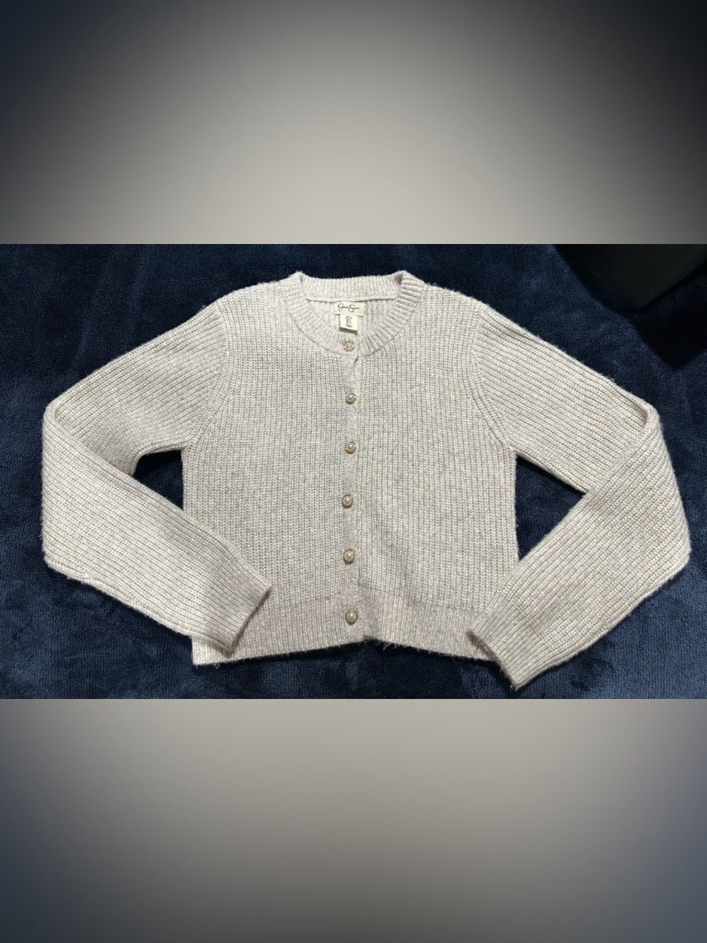 Jessica Simpson Pearl Button Knit Cardigan - Light Beige/Tan